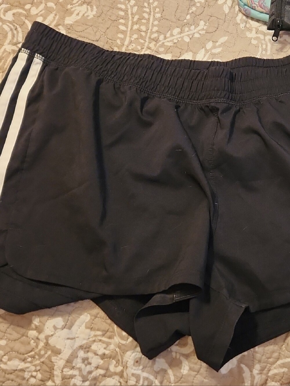 adidas Black Athletic Shorts with White Side Stripes